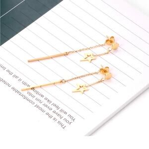 NEW 18K yellow gold plated star dangle drop chandelier earrings jewelry B28A
